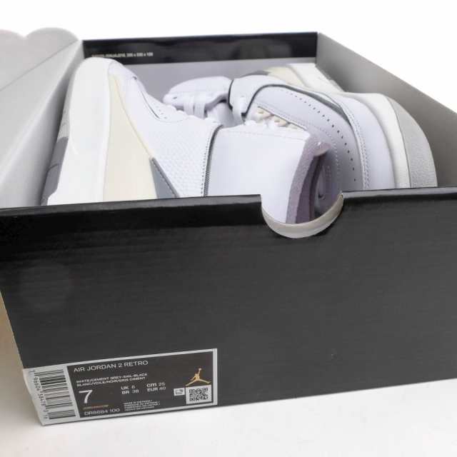 ○ナイキ NIKE 天然皮革 ハイカットスニーカー DR8884-100 Air Jordan 2 White and Cement Grey エアジョーダン 2 レトロ 定番 メ 中古