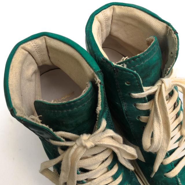 ○サンローラン YVES SAINT LAURENT 牛革 カーフ ハイカットスニーカー 485187 0AZ10 3138 JOE MID TOP SNEAKER IN VINTAGE GREEN  中古 ○サンローラン YVES SAINT LAURENT 牛革 カーフ ハイカットスニーカー
