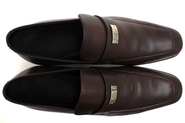○グッチ GUCCI 牛革 カーフ コインローファー 253304 GUCCIロゴプレート金具 スリッポン メンズ 【中古】 中古_4