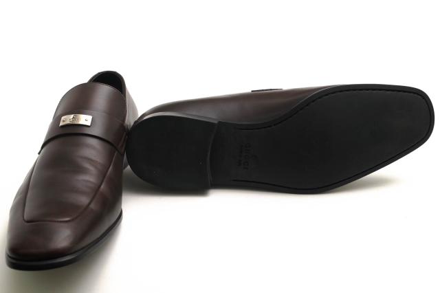 ○グッチ GUCCI 牛革 カーフ コインローファー 253304 GUCCIロゴプレート金具 スリッポン メンズ 【中古】 中古_6