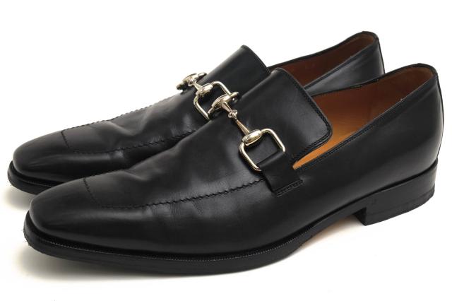 ○グッチ GUCCI 牛革 カーフ ビットローファー 204396 ホースビット レザーソール 定番 マッケイ製法 メンズ 【中古】 中古