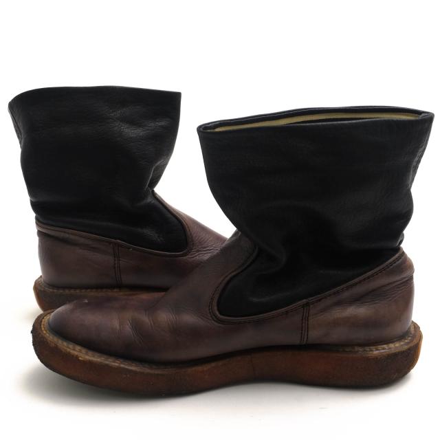 ○キャピタル KAPITAL 牛革 鹿革 ワークブーツ リンクルポパイブーツ 天然クレープソール 定番 プレーントゥ ヴィンテージ加工 メ  中古 ○キャピタル KAPITAL 牛革 鹿革 ワークブーツ リンクルポパイブーツ