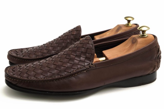 ○ボッテガヴェネタ BOTTEGA VENETA カーフ 牛革 ヴァンプローファー 145594 ラバーソール メッシュ・イントレチャート スリッポン 中古の通販はローファー