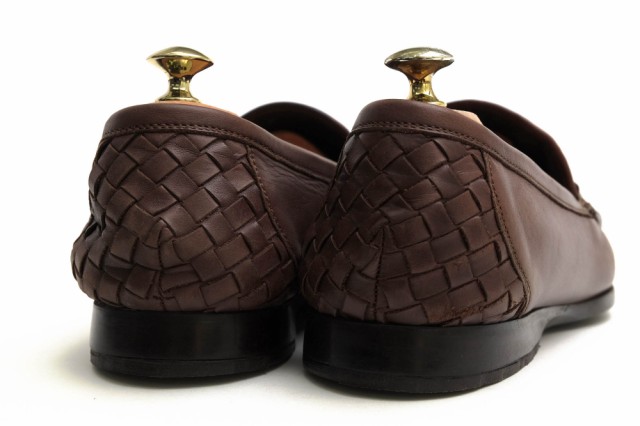 ○ボッテガヴェネタ BOTTEGA VENETA カーフ 牛革 ヴァンプローファー 145594 ラバーソール メッシュ・イントレチャート スリッポン 中古の通販は