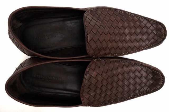 ○ボッテガヴェネタ BOTTEGA VENETA カーフ 牛革 ヴァンプローファー 145594 ラバーソール メッシュ・イントレチャート スリッポン 中古の通販は
