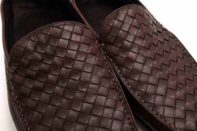 ○ボッテガヴェネタ BOTTEGA VENETA カーフ 牛革 ヴァンプローファー 145594 ラバーソール メッシュ・イントレチャート スリッポン 中古の通販は
