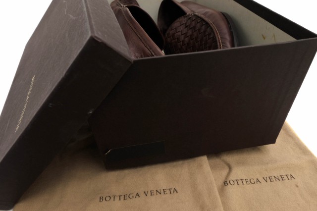 ○ボッテガヴェネタ BOTTEGA VENETA カーフ 牛革 ヴァンプローファー 145594 ラバーソール メッシュ・イントレチャート スリッポン 中古の通販は