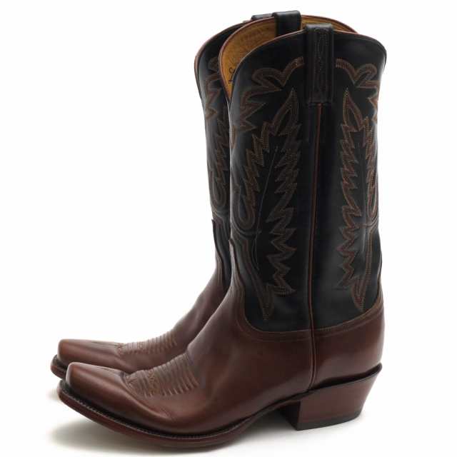 ○ルケーシー Lucchese 牛革 カーフ ウエスタンブーツ L1588 Choco Oil Calf ローパーブーツ レザーソール メンズ 【中古】 中古