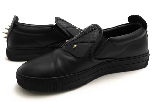 ○フェンディ FENDI BAG BUGS 牛革 カーフ ローカットスニーカー 7E1070 M.SNEAKER CALF LEATHER バッグバグズ モンスター スリッ  中古_2