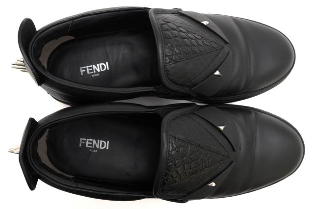 ○フェンディ FENDI BAG BUGS 牛革 カーフ ローカットスニーカー 7E1070 M.SNEAKER CALF LEATHER バッグバグズ モンスター スリッ  中古_4