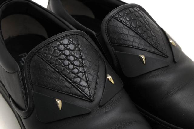 ○フェンディ FENDI BAG BUGS 牛革 カーフ ローカットスニーカー 7E1070 M.SNEAKER CALF LEATHER バッグバグズ モンスター スリッ  中古_5