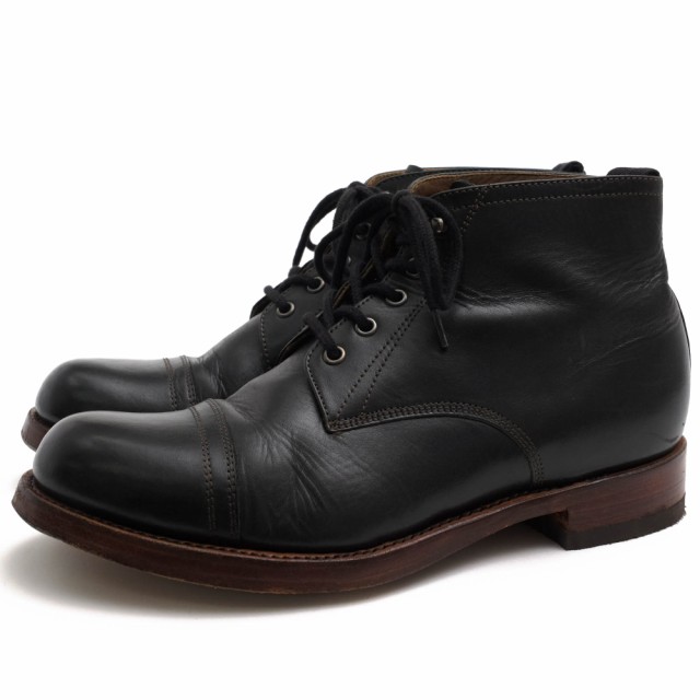 ○グレンソン GRENSON 牛革 カーフ レースアップブーツ Ryan Military Derby Boot ライアン カントリーブーツ ウイングチップ ミリ 中古