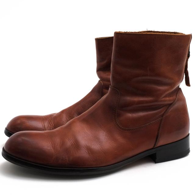 ○パドローネ PADRONE コンビ鞣しステアハイド 牛革 バックジップブーツ PU7885-1101-11C EDWARD エドワード WAX加工 プレーントゥ 中古