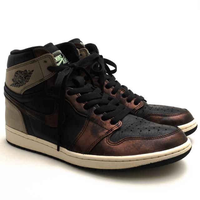 ○ナイキ NIKE 天然皮革 ハイカットスニーカー 555088-033 Air Jordan 1 High OG Patina Rust Shadow エアジョーダン メンズ 【中  中古_1