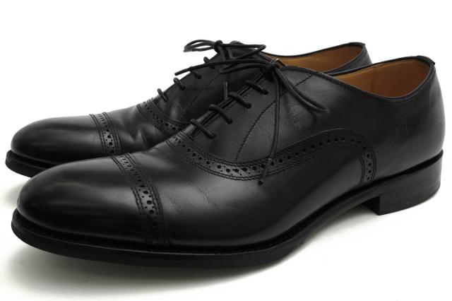 ○トレーディングポスト Trading Post フランス産カーフスキン 牛革 ビジネスシューズ T1912 クォーターブローグ グッドイヤーウェ 中古