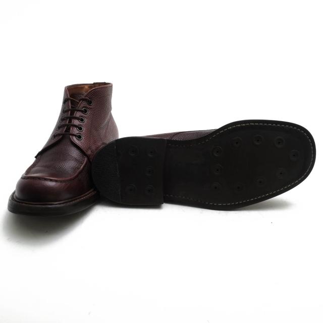 ○シルバノマッツァ Silvano Mazza スコッチグレイン型押し牛革 バーガンディ ワインレッド レースアップブーツ 97111 グッドイヤ  中古 ○シルバノマッツァ Silvano Mazza スコッチグレイン型押し牛革