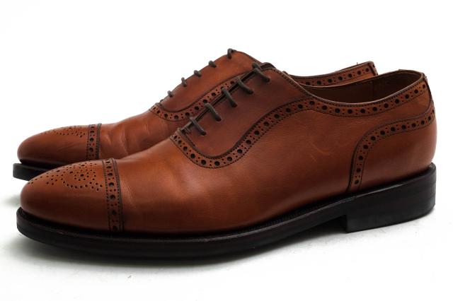 ○ジャランスリワヤ JALAN SRIWIJAYA デュプイ社カーフ 牛革 ビジネスシューズ 98441 11120 アデレード型セミブローグ キャップト  中古