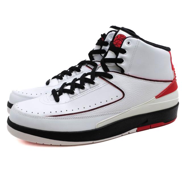 ○ナイキ NIKE オリジナルカラー復刻版 天然皮革 ローカットスニーカー 395709-101 Air Jordan 2 Retro QF White Varsity Red エア 中古