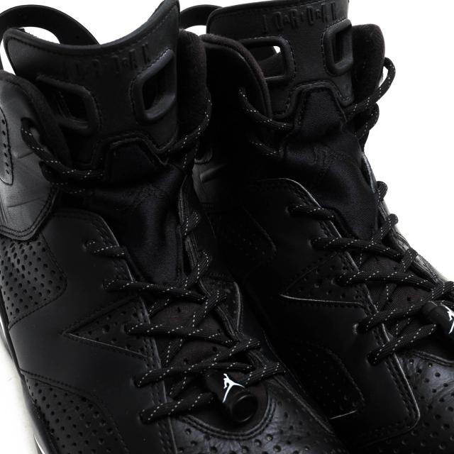 ○ナイキ NIKE 天然皮革 ハイカットスニーカー 384664-020 Air Jordan 6 Black Cat エアジョーダン6 ブラックキャット メンズ 【中 中古_4