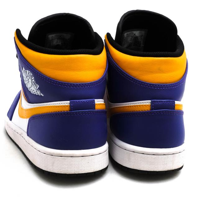 ○ナイキ NIKE 天然皮革 ハイカットスニーカー DQ8426-517 Air Jordan 1 Mid Lakers エアジョーダン 1 ミッド レイカーズ 定番 メ 中古