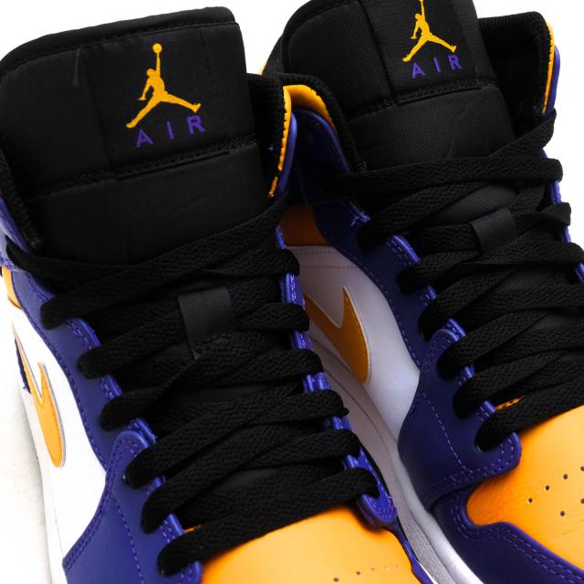 ○ナイキ NIKE 天然皮革 ハイカットスニーカー DQ8426-517 Air Jordan 1 Mid Lakers エアジョーダン 1 ミッド レイカーズ 定番 メ 中古