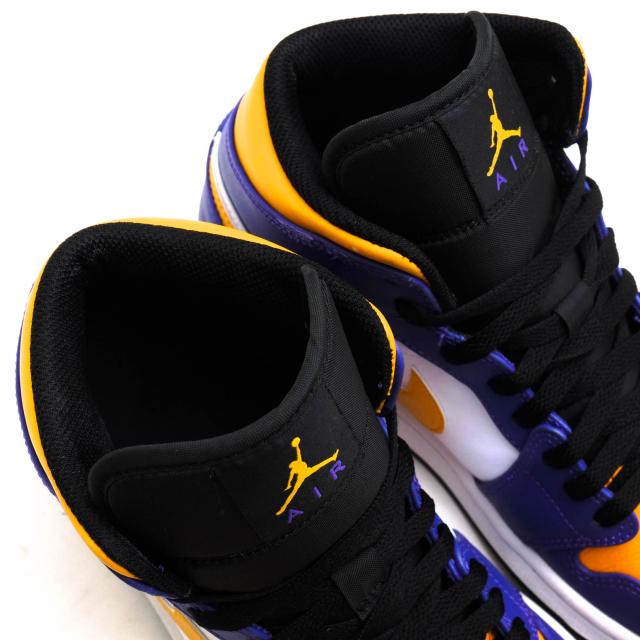 ○ナイキ NIKE 天然皮革 ハイカットスニーカー DQ8426-517 Air Jordan 1 Mid Lakers エアジョーダン 1 ミッド レイカーズ 定番 メ 中古