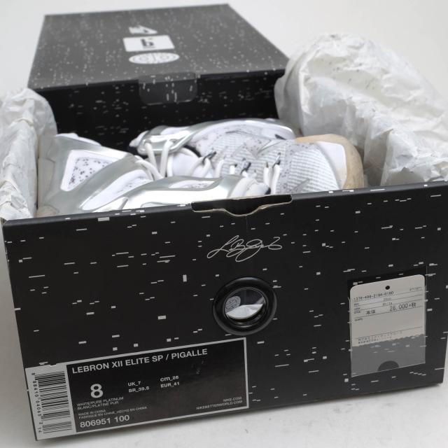 ○ナイキ NIKE Pigalle ピガール ハイカットスニーカー 806951-100 LeBron 12 Elite SP White/Pure Platinum レブロン フライニッ 中古_8