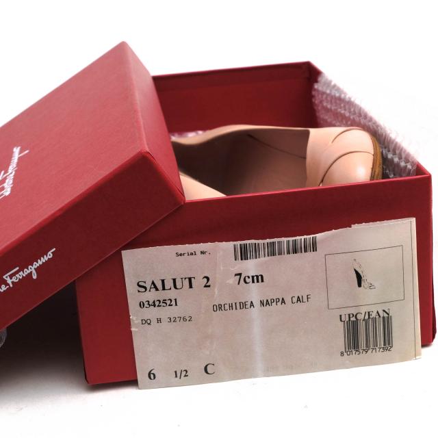 ○フェラガモ Salvatore Ferragamo ナッパカーフ 牛革 パンプス Salut 2 ウッドヒール レディース 【中古】 中古_8