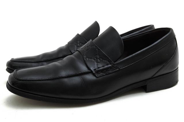 ○グッチ GUCCI 牛革 カーフ ローファー 170311 GGシマ マッケイ製法 レザーソール マッケイ製法 メンズ 【中古】 中古