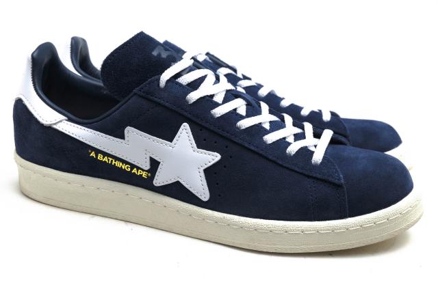 ○アディダス adidas A BATHING APE Originals ローカットスニーカー ID4770 Campus 80s College Navy スリーストライプス メンズ 中古_1