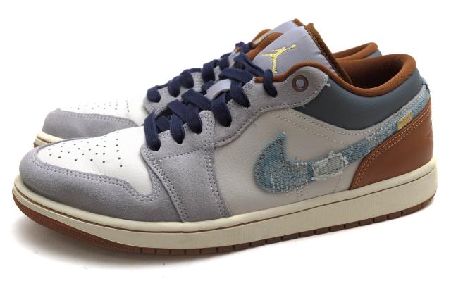 ○ナイキ NIKE ローカットスニーカー FZ5042-041 AIR JORDAN 1 LOW SE Phantom Repaired Denim Swoosh エアジョーダン 定番 デニ 中古
