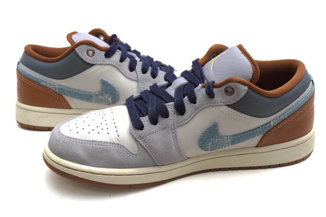 ○ナイキ NIKE ローカットスニーカー FZ5042-041 AIR JORDAN 1 LOW SE Phantom Repaired Denim Swoosh エアジョーダン 定番 デニ 中古