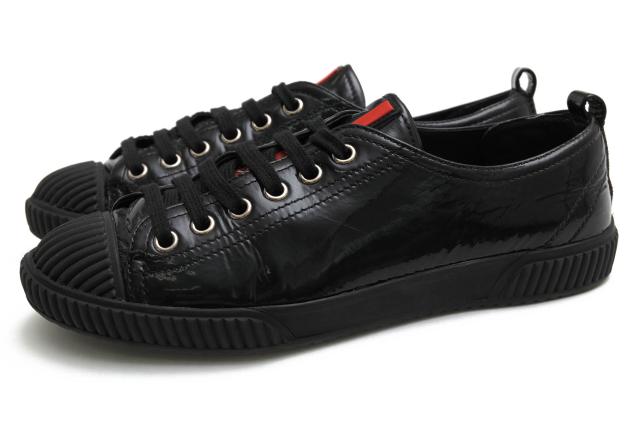 ○プラダ PRADA 牛革 ローカットスニーカー 3E 5876 Patent Lace Up リネアロッサ Linea Rossa レディース 【中古】 中古