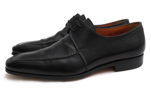 ○サントーニ Santoni カーフレザー 牛革 ビジネスシューズ MCBO11658BC1INENN01 細身 Uチップ マッケイ製法 レザーソール メンズ 中古