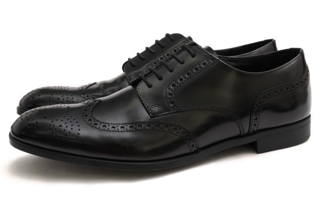 ○アルマーニ EMPORIO ARMANI ポリッシュ仕上げ牛革 ビジネスシューズ X4C542 X0020 フルブローグ ウイングチップ メンズ 【中古】 中古
