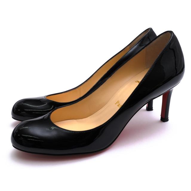 ○クリスチャン ルブタン Christian Louboutin 牛革 カーフ パンプス 3080363 SIMPLE PUMP 70 PATENT CALF ラウンドトゥ プレーン  中古