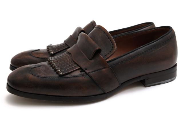 ○ジミーチュウ Jimmy Choo 牛革 タッセルローファー 141 RADNOR アンティーク加工 スリッポン マッケイ製法 レザーソール メンズ 中古