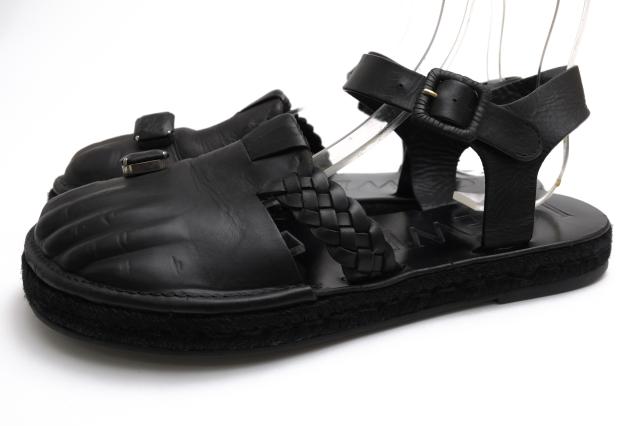 ○ロエベ LOEWE カーフレザー 牛革 ジュート サンダル 0010238020 Toe Ring Molded Feet Espadrille Sandals メンズ 【中古】 中古