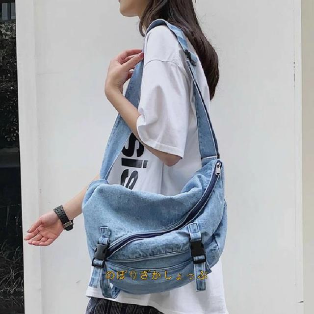 2色バッグ デニムショルダーバッグ 女性と男性用 ボディバッグ メッセンジャーバッグ クロスボディバッグ カジュアル 大容量 ファッション
