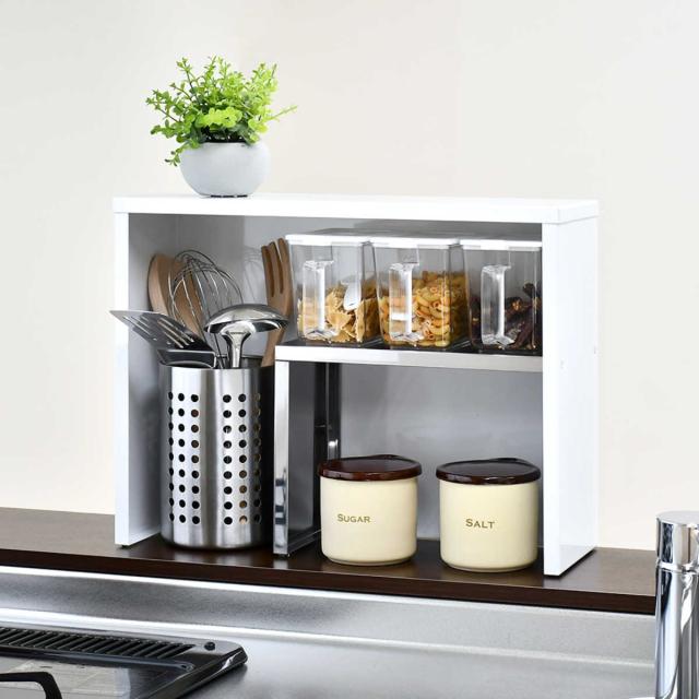 調味料ラック 手元が隠せるカウンター上収納 幅45cm （ ラック 日本製 マグネット スパイスラック 卓上 コンロ奥ラック コンロラック カウンター上 コンロ 調味料 ストッカー キャビネット コンロサイド キッチンツール おしゃれ ）の通販は 7,980円