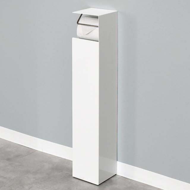 トイレットペーパーホルダー トイレットペーパースタンド （ トイレ 収納 ペーパーホルダー スタンド 日本製 完成品 ストック トイレットペーパー 棚 ステンレス ホワイト ）の通販は