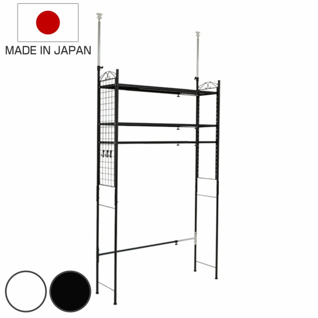 突っ張り デスク上ラック 3段 伸縮 フック付 日本製 （ 突っ張り棚 つっぱり 棚 ラック 壁面収納 伸縮式 収納 つっぱり棚 壁面 収納ラッ