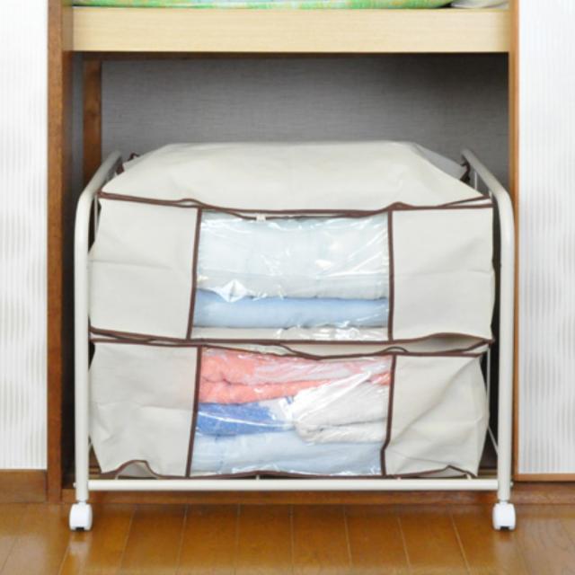 布団収納 2Way 押入れ 布団収納ワゴン 幅75cm （ 布団 収納 ワゴン 1段 ラック 高さ調節 ふとん 日本製 アジャスター付き キャスター付き 通気性 収納棚 布団ラック ふとん収納 棚 クローゼット 押し入れ 移動 楽 丈夫 寝具 家電 ）