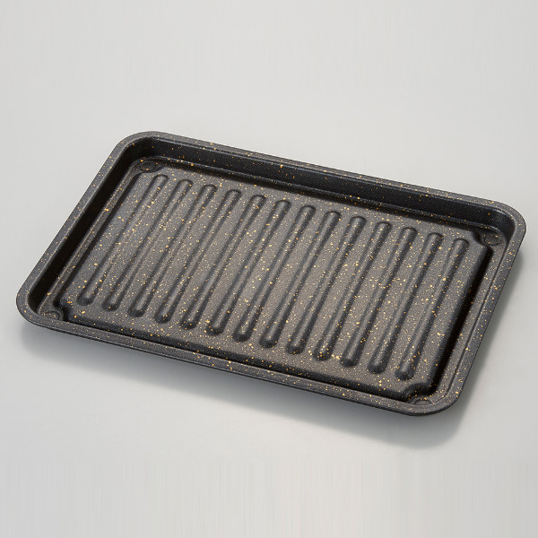 魚焼きトレー グリル専用 ワイド マーブル加工 グリルのお手入れ簡単魚焼きトレー （ グリルトレー 万能トレー 魚焼きグリル 波型トレー 魚焼きトレイ グリル料理 グリルパン マーブルコート 調理 料理 魚焼き器 ）