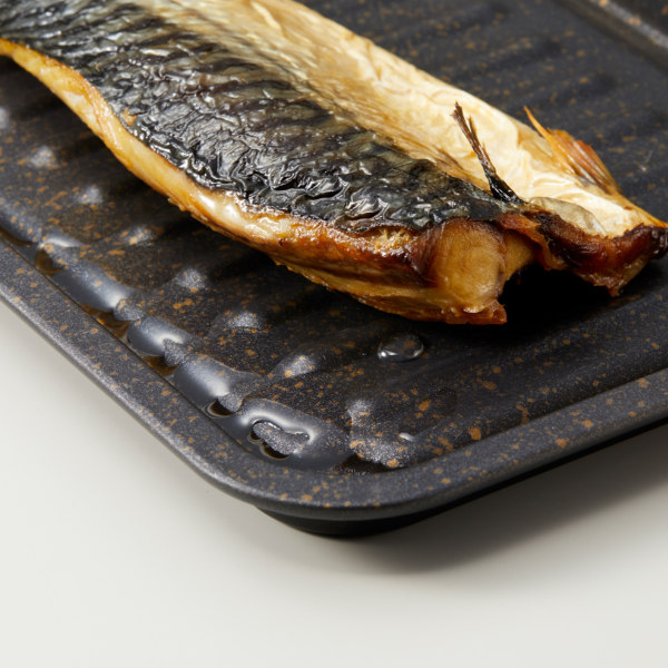 魚焼きトレー グリル専用 ワイド マーブル加工 グリルのお手入れ簡単魚焼きトレー （ グリルトレー 万能トレー 魚焼きグリル 波型トレー 魚焼きトレイ グリル料理 グリルパン マーブルコート 調理 料理 魚焼き器 ）