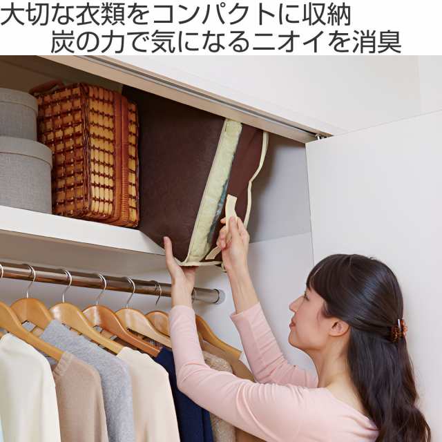 衣類収納袋 炭入り消臭クローゼット上収納 衣類 洋服 収納袋 3枚セット