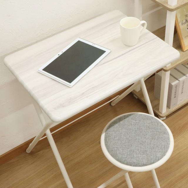 折りたたみ可能 簡易テーブルチェアセット ホワイト 机・テーブル 折りたたみ可能 簡易テーブルチェアセット ホワイト