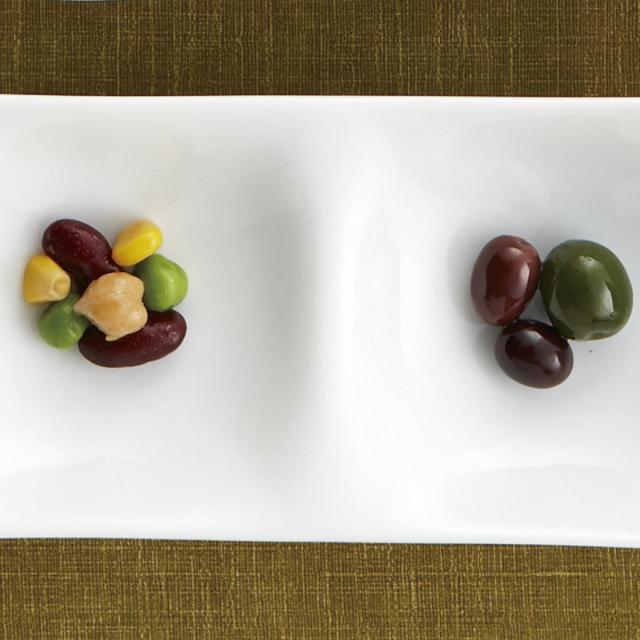 皿 コワケ 3つ仕切り皿 白磁 5個セット （ プレート お皿 食器 25.8cm 食洗機対応 電子レンジ対応 磁器 日本製 菓子皿 薬味 ネギ 醤油皿 ワサビ お菓子 お漬物 箸休め おしゃれ ）_2