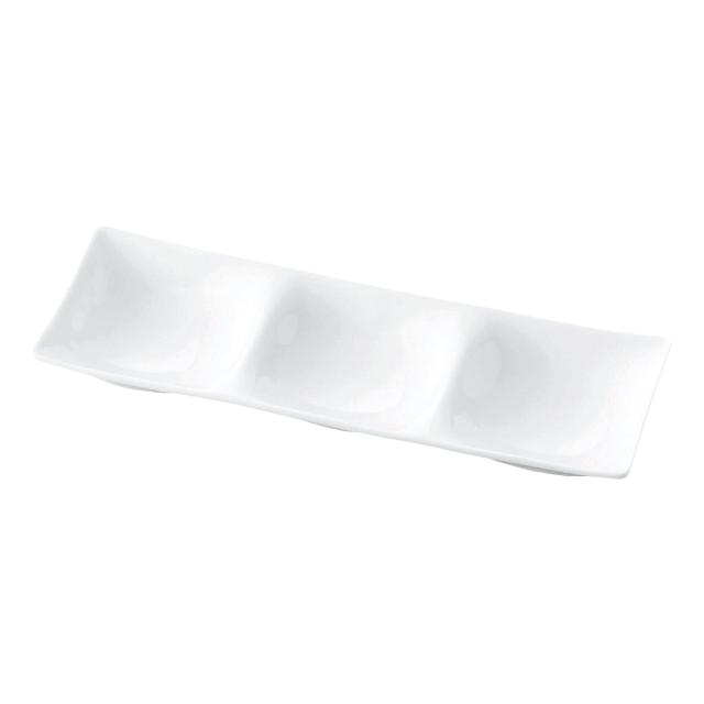 皿 コワケ 3つ仕切り皿 白磁 5個セット （ プレート お皿 食器 25.8cm 食洗機対応 電子レンジ対応 磁器 日本製 菓子皿 薬味 ネギ 醤油皿 ワサビ お菓子 お漬物 箸休め おしゃれ ）
