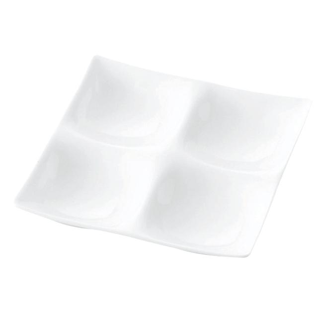 皿 コワケ 4つ仕切り皿 白磁 5個セット （ プレート お皿 食器 17.1cm 食洗機対応 電子レンジ対応 磁器 日本製 副菜 煮物鉢 角 小皿 おしゃれ 和モダン ）_3